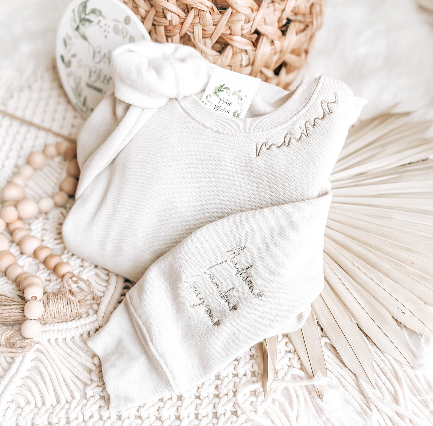 MAMA Sweatshirt With Custom Sleeve Embroidery | Mama Crewneck | Personalized Mom Pullover With Kids Names | New Mom Gift | Pregnancy Reveal