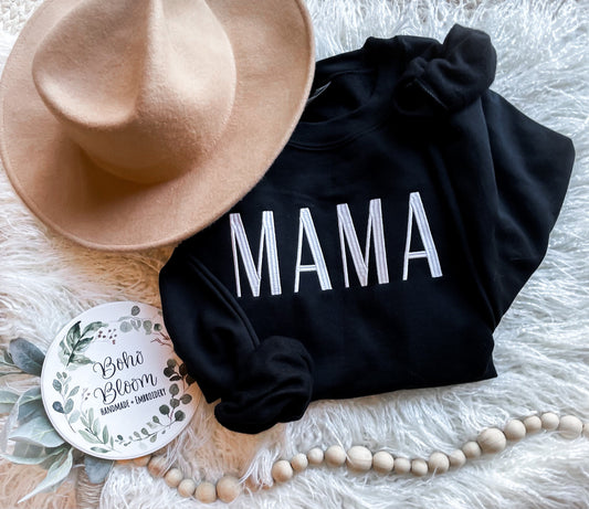 Embroidered MAMA Sweatshirt || Black MAMA Sweatshirt || New Mom Gift || Cute Mama Sweatshirt || Fall mom Sweatshirt ||Cozy Womens Sweatshirt