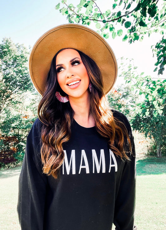 Embroidered MAMA Sweatshirt || Black MAMA Sweatshirt || New Mom Gift || Cute Mama Sweatshirt || Fall mom Sweatshirt ||Cozy Womens Sweatshirt