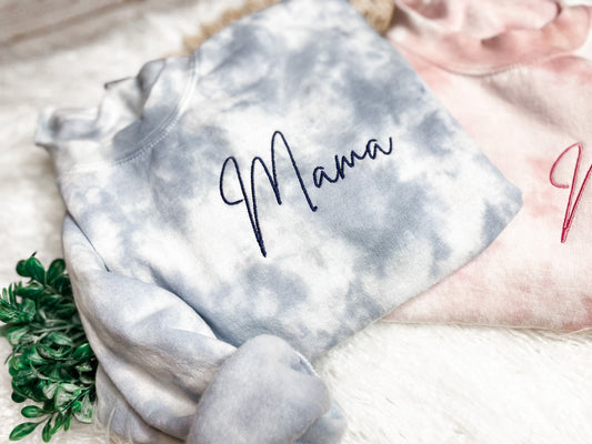 Gender Reveal MAMA Sweatshirt | Tie Dyed Embroidered Mama Sweatshirt | Gender Reveal Gift For Mom | Mama Sweatshirts | Pink Or Blue Tie Dye