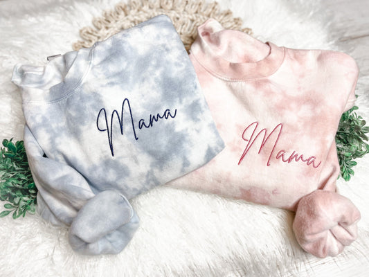 Gender Reveal MAMA Sweatshirt | Tie Dyed Embroidered Mama Sweatshirt | Gender Reveal Gift For Mom | Mama Sweatshirts | Pink Or Blue Tie Dye