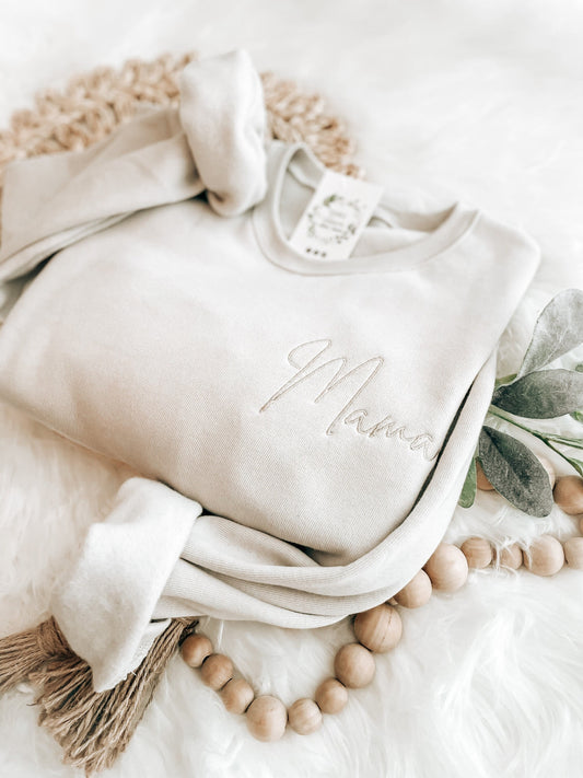 MAMA Crewneck Sweatshirt | Mama Embroidered Sweatshirt | New Mom Gift | Going Home Outfit For Mama | Mama Loungewear
